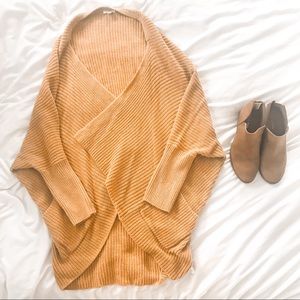 BP | mustard knit ribbed slouch cardigan M